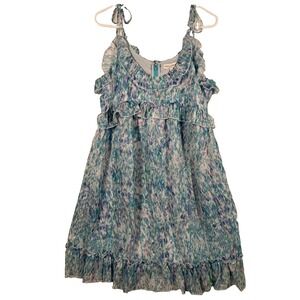 KoKo +Mason Tiered Ruffle Dress Empire Waist Size Large Metallic Fairy Flowy NEW